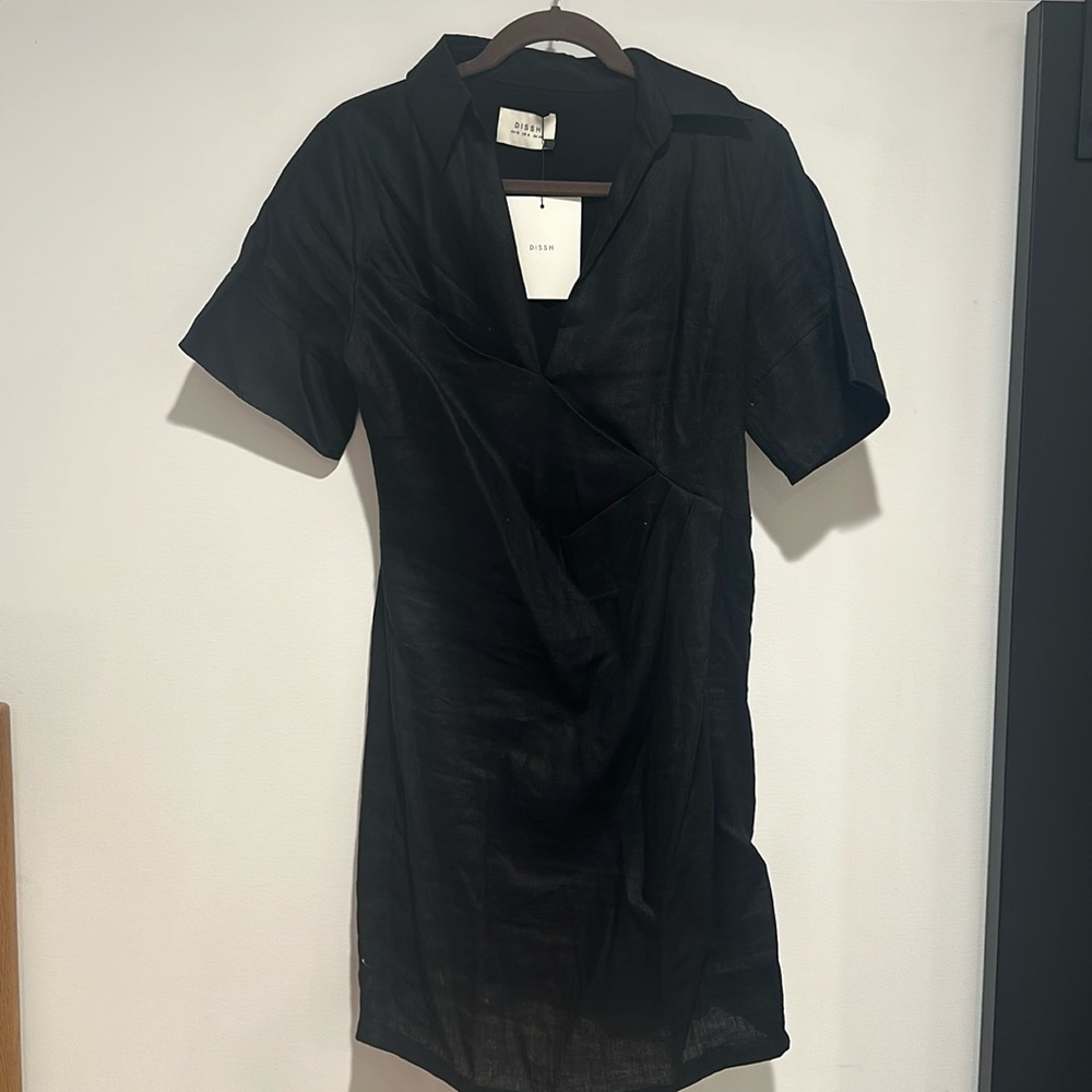 DISSH Billie Black Linen Mini Dress - new with tags